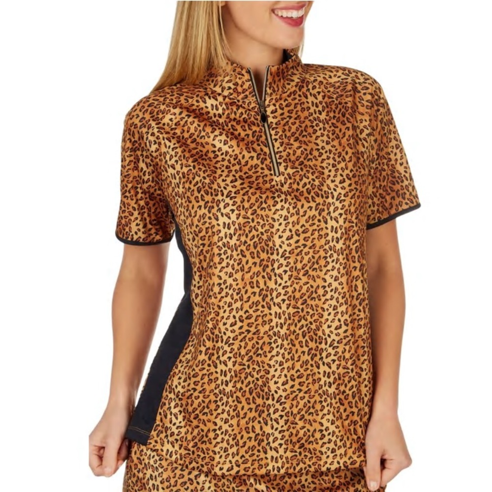 Greg Norman - Cheetah Print 1/4 Zip Golf Top